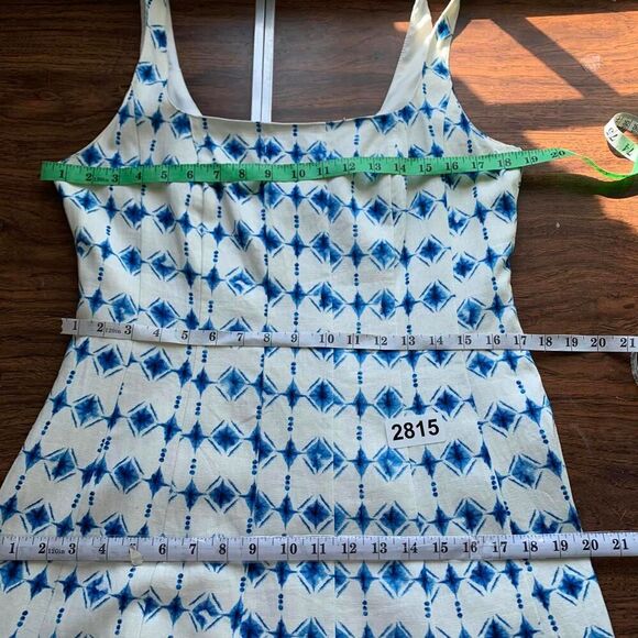 Christian Lacroix linen blend Dress vintage blue white sz L - Picture 6 of 9